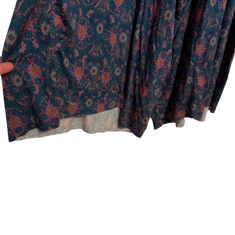 Natural Life Blue Floral Crochet Trim Wide Leg Jumpsuit Medium Boho Lounge - Picture 8 of 8